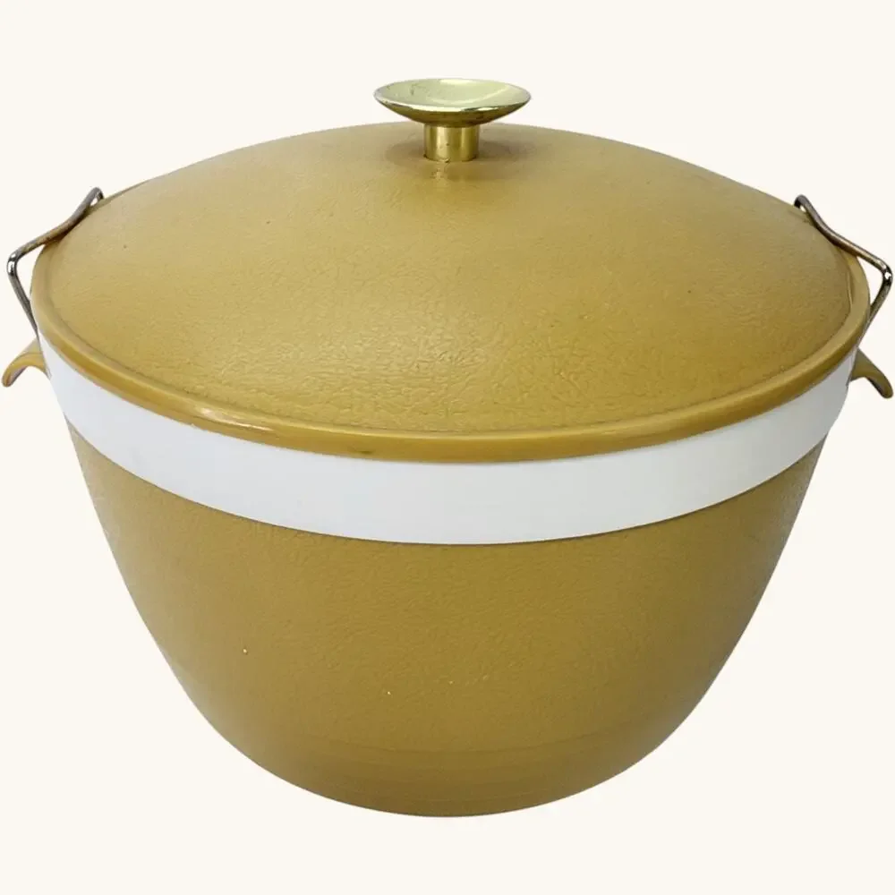SunFrost Therm-O-Ware Ice Bucket Gold Vintage Barware Hot Cold Insulated Lidded